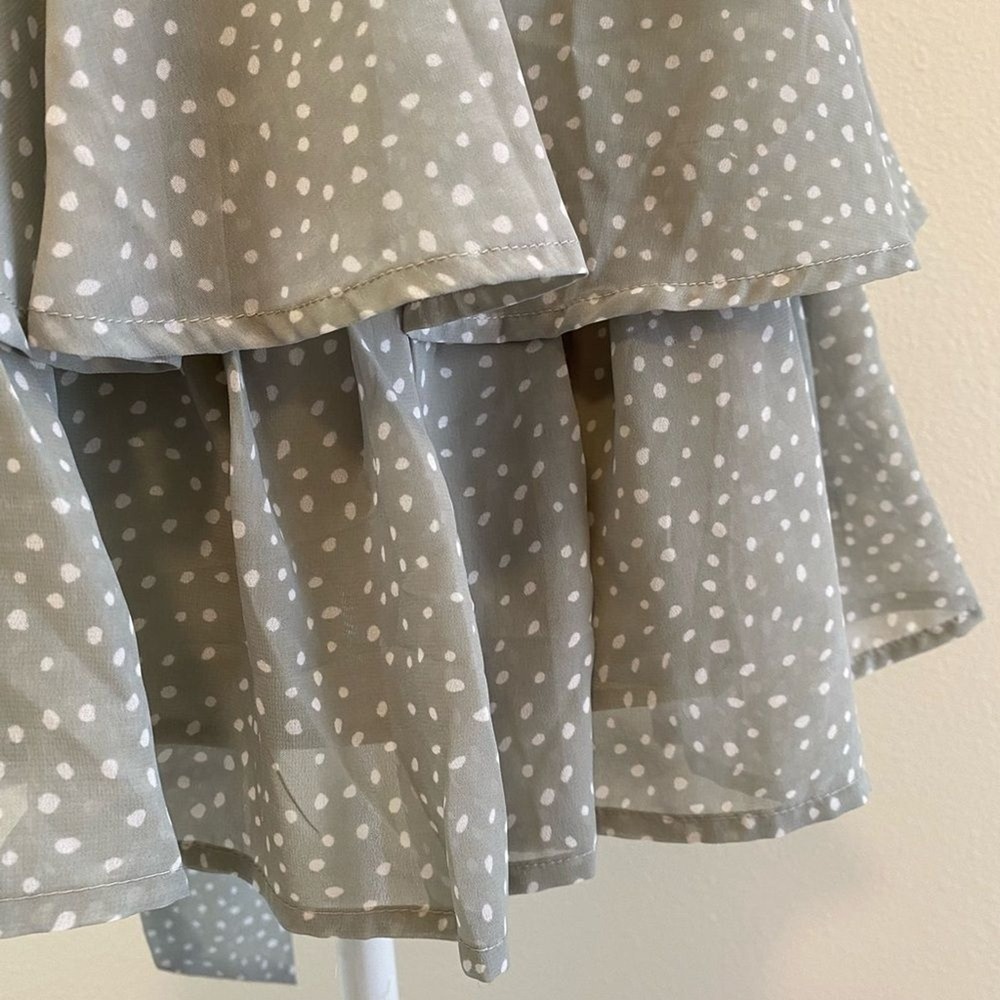 Japna Mint Green Polka Dot Ruffle Mini Dress Sheer A Line Cottagecore Boho Small - Picture 6 of 8